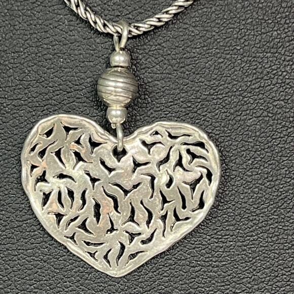 Vintage Silpada Sterling Silver 925 Filigree Heart Pend Chain Necklace Retired